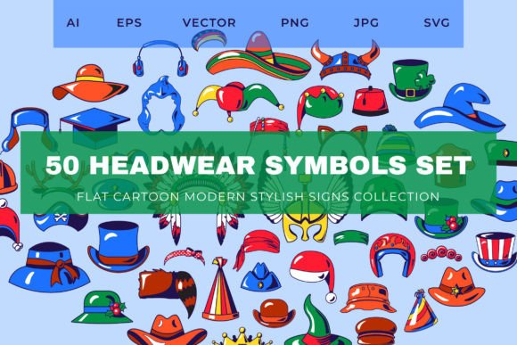 50 Cartoon Headwear Symbols Set: A Strategic Asset for Visual Communication