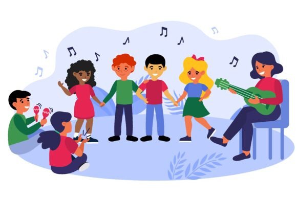 Children Enjoying Music Class: Teacher P