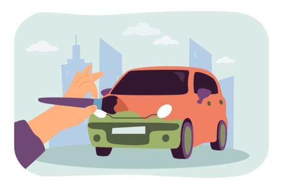 Hand of Painter Painting Car with Brush: A Guide to Visual Precision