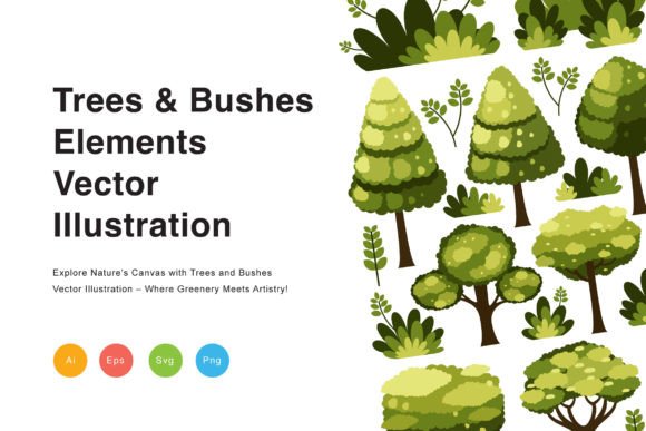Trees and Bushes Elements Vector Illustr: Elevating Design with Nature