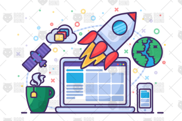 Visualizing Success: The Power of Startup with Rocket Concept Illustration